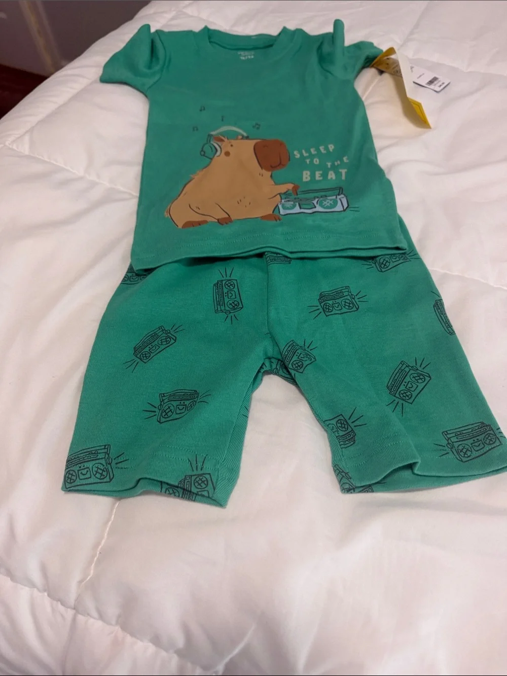 Carter's Teal Green Bear 'Sleep to the Beat' Pajama Set